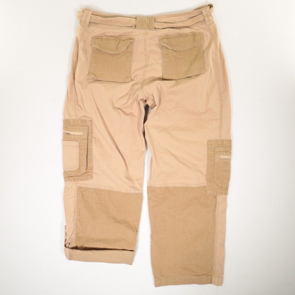 Abercrombie & Fitch Cargo Pant Y2K 2000's Utility Corduroy Tan Roll-up 33/16S - Picture 2 of 11